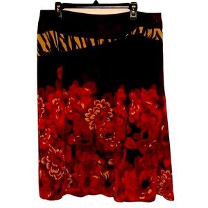 Coldwater Creek Lined Skirt Sz PL (14-16). Like New. Zebra Print and Roses.